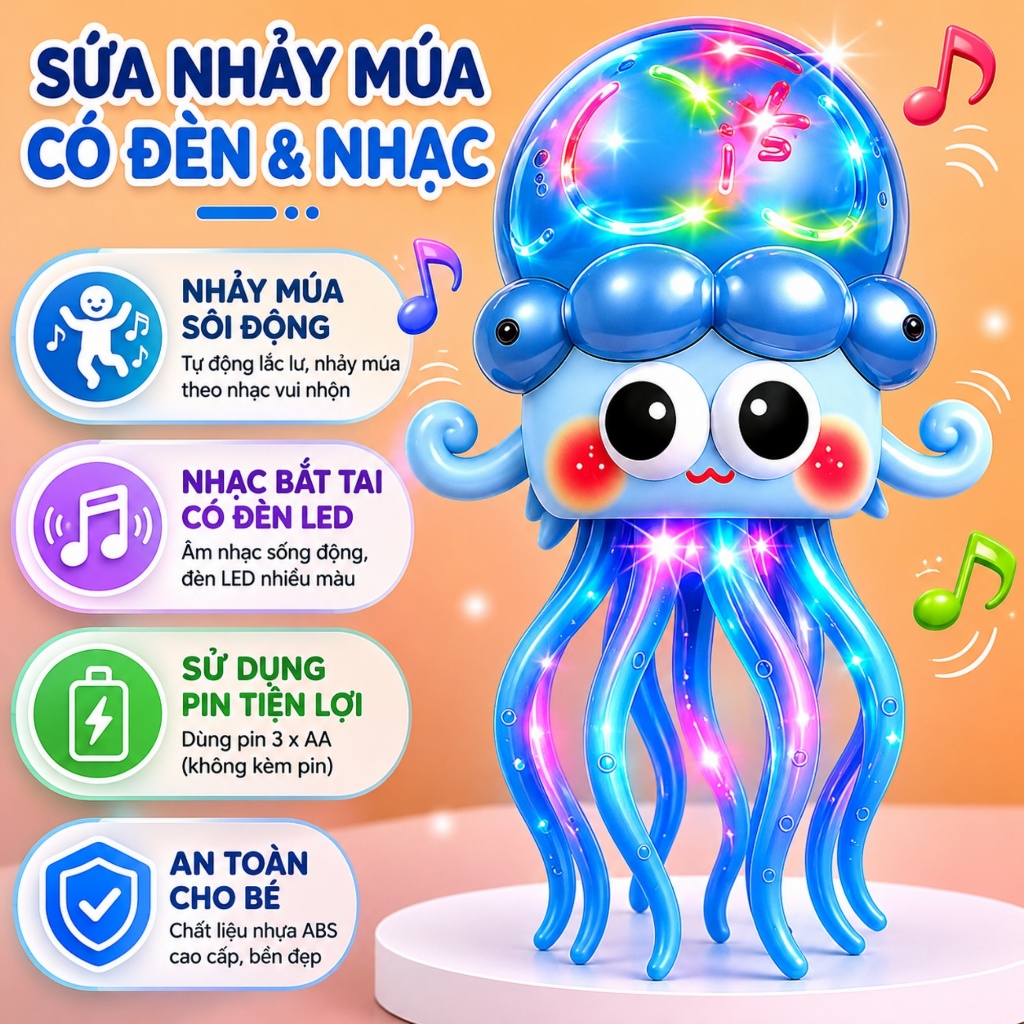Bạch tuộc nhảy múa có nhạc và đèn đồ chơi phát sáng cho bé vui chơi giải trí trẻ em