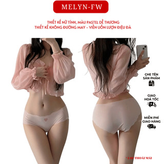 10 Quần lót nữ đúc su tim thun lạnh viền sóng MELYN-FW gợi cảm đính trái tim nhỏ, quần lót nữ chất su đúc loại 1 8335