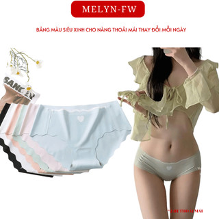 10 Quần lót nữ đúc su tim thun lạnh viền sóng MELYN-FW gợi cảm đính trái tim nhỏ, quần lót nữ chất su đúc loại 1 8335