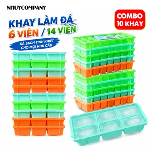 Khay làm đá nhựa dẻo PE Như Ý loại 6 viên và 14 viên, tiện lợi dễ lấy đá, màu ngẫu nhiên