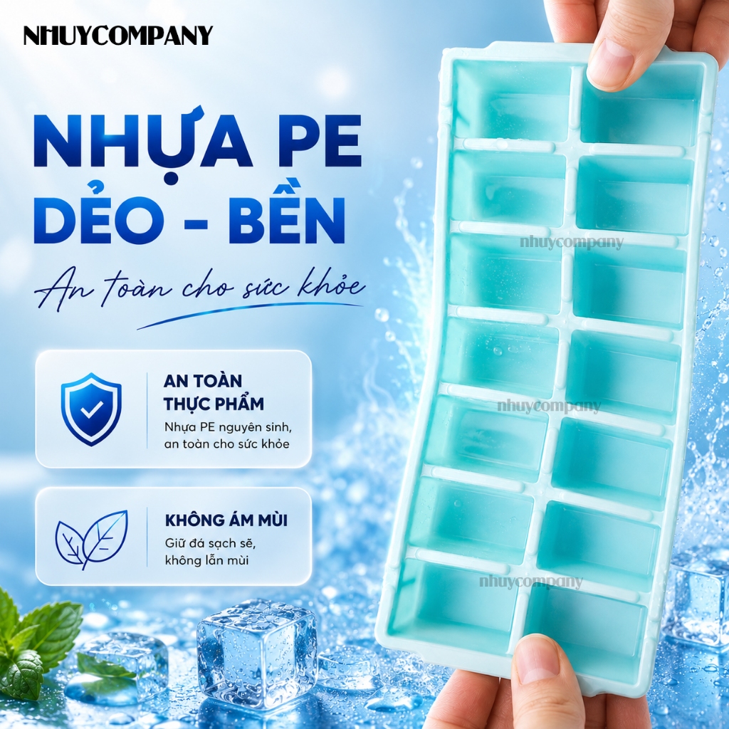 [Combo 10] Khay làm đá nhựa dẻo PE Như Ý loại 6 viên và 14 viên, tiện lợi dễ lấy đá, màu ngẫu nhiên