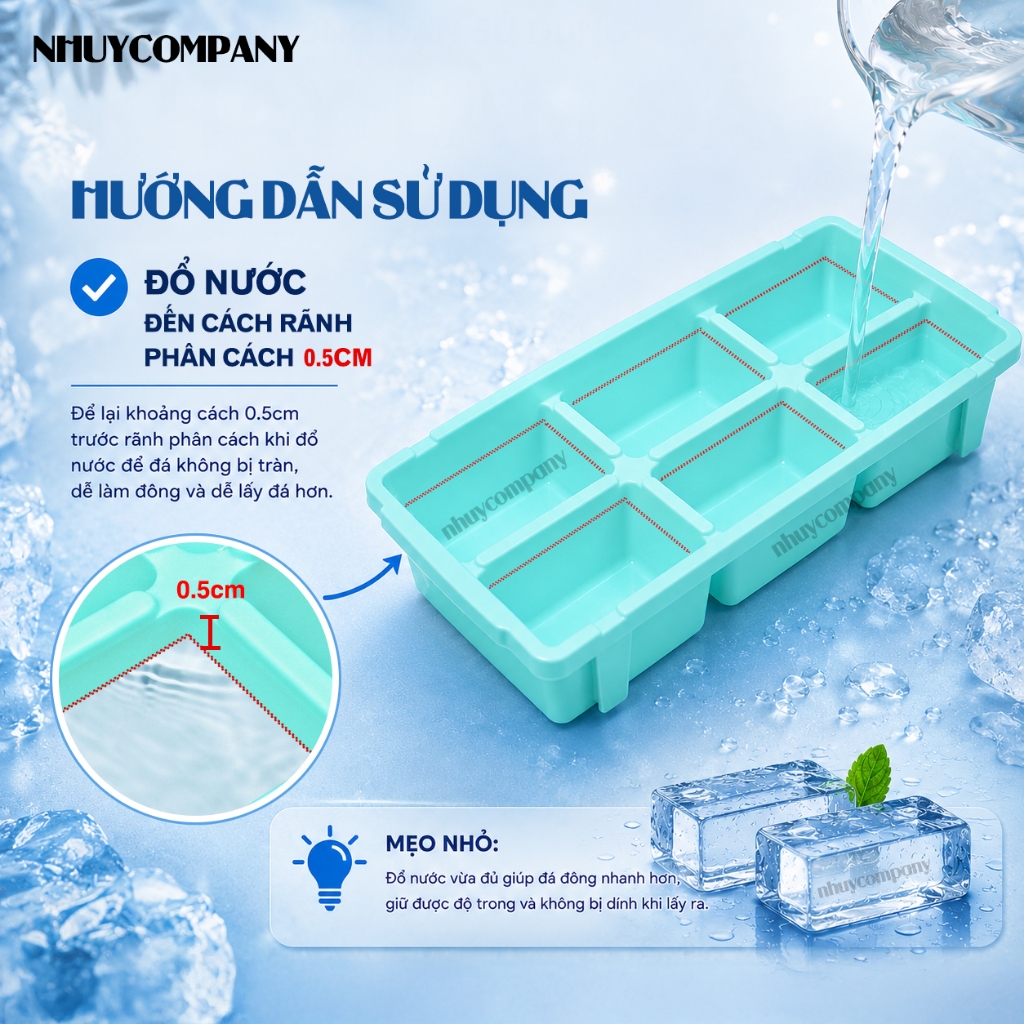 [Combo 10] Khay làm đá nhựa dẻo PE Như Ý loại 6 viên và 14 viên, tiện lợi dễ lấy đá, màu ngẫu nhiên