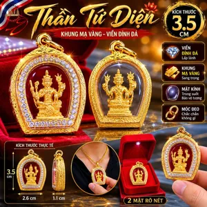 Mặt Đeo Cổ Phụ Kiện Tượng Tứ Diện Nhỏ Gọn Đính Đá Viền Vàng Trang Trí Quà Tặng Tinh Tế 3.5cm