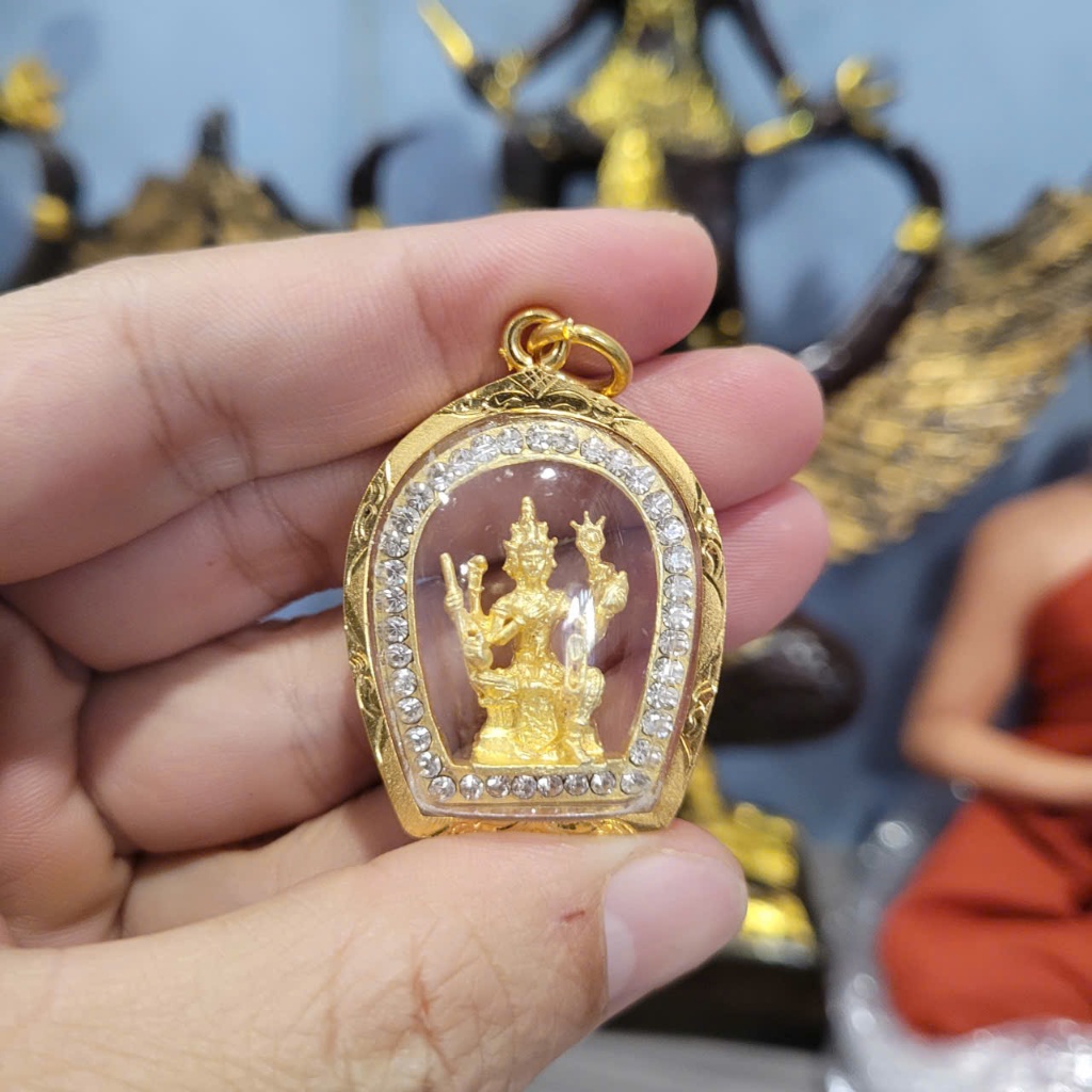 Mặt Đeo Cổ Phụ Kiện Tượng Tứ Diện Nhỏ Gọn Đính Đá Viền Vàng Trang Trí Quà Tặng Tinh Tế 3.5cm