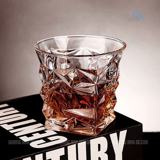 SET 6 Ly Thủy Tinh Họa Tiết ĐA GIÁC 4011L Chuyên Dụng Nhà Hàng, Quán Bar Uống ROCK, CHIVAS, WHISKY