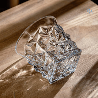 SET 6 Ly Thủy Tinh Họa Tiết ĐA GIÁC 4011L Chuyên Dụng Nhà Hàng, Quán Bar Uống ROCK, CHIVAS, WHISKY