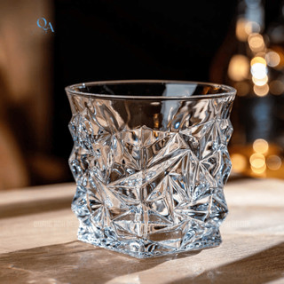 SET 6 Ly Thủy Tinh Họa Tiết ĐA GIÁC 4011L Chuyên Dụng Nhà Hàng, Quán Bar Uống ROCK, CHIVAS, WHISKY