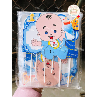 Bịch 10set giấy hình cắm em bé thôi nôi, đầy tháng, bé trai gái- trang trí bánh sinh nhật, bánh kem