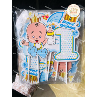 Bịch 10set giấy hình cắm em bé thôi nôi, đầy tháng, bé trai gái- trang trí bánh sinh nhật, bánh kem