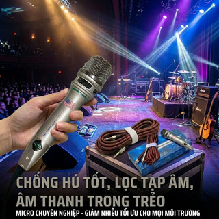 Micro Có Dây SH 2.0 3,0 Dây Dài 5m, Chất Âm Nhẹ, Siêu Sáng - Bắt Âm Nhạy, Chống Hú, Chống Nhiễu Tốt