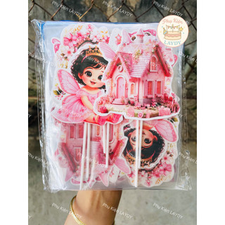 Bịch 10 set giấy công chúa Elsa nữ hoàng băn giá, lâu đài công chúa, bé thiên thần- Phụ kiện trang trí bánh kem