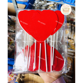 Bịch 10 Set Giấy Cắm Tim Đỏ, Tim Mix Size- Trang Trí Bánh Kem, Bánh Sinh Nhật