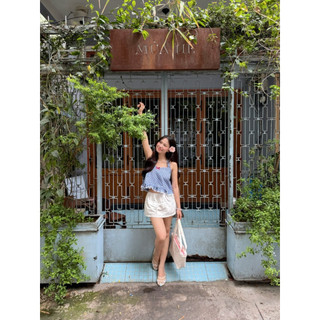 Áo DamiTop Caro Xanh Trắng - DamibyQuynh