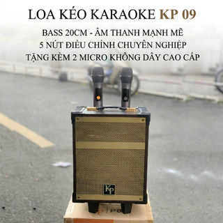 Loa Karaoke AT 09, 1 Bass 20cm+ 1 treble, dàn 5 nút chỉnh, Tặng kèm 2 micro âm nhạc chân thực.