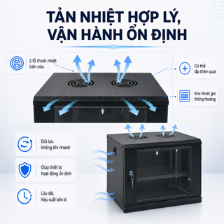 Tủ Rack Treo Tường 19 Inch 4U 6U 9U 12U Có Khóa Thép SPCC Cho Switch Server Camera