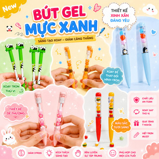 Bút Gel Hoạt Hình Dễ Thương Mực Xanh 0.5mm , Viết Êm , Nhiều Họa Tiết Ngộ Nghĩnh