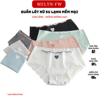 10 Quần lót nữ đúc su tim thun lạnh viền sóng MELYN-FW gợi cảm đính trái tim nhỏ, quần lót nữ chất su đúc loại 1 8335