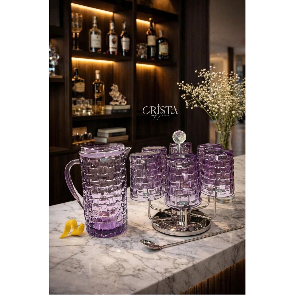 Bộ Cốc Bình Hũ Thủy Tinh Tím Crista Home Việt Nam Chính Hãng 280ml 350ml Bình 1L Lọ Hoa Hũ Mứt 3 Chân - bán sỉ SLL