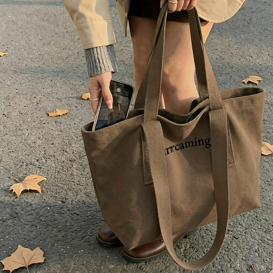 Túi vải bố canvas kiểu Hàn Quốc, túi Tote unisex, túi đi làm, đi học, túi đeo vai nữ, túi dung tích lớn_Bagshouse