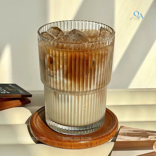 SET 6 Ly Thủy Tinh VÂN SỌC 2 TẦNG 420ML Chịu Nhiệt | Cốc Uống Matcha Latte, Cacao Phong Cách VINTAGE
