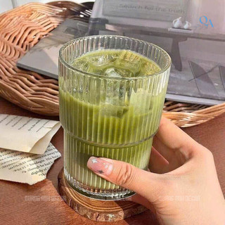 SET 6 Ly Thủy Tinh VÂN SỌC 2 TẦNG 420ML Chịu Nhiệt | Cốc Uống Matcha Latte, Cacao Phong Cách VINTAGE