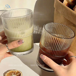 SET 6 Ly Thủy Tinh VÂN SỌC 2 TẦNG 420ML Chịu Nhiệt | Cốc Uống Matcha Latte, Cacao Phong Cách VINTAGE