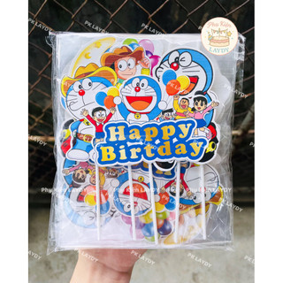Bịch 10 set giấy hình cắm Đoremon trang trí bánh kem, bánh sinh nhật