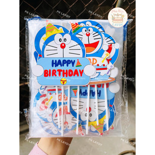 Bịch 10 set giấy hình cắm Đoremon trang trí bánh kem, bánh sinh nhật