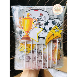 Bịch 10 Set giấy cắm cầu thủ bóng đá, cup bóng đá, bé đá bóng, set cắm bé trai- Phụ Kiện Trang Trí Bánh Sinh Nhật