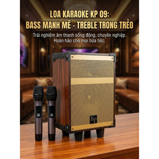 Loa Karaoke AT 09, 1 Bass 20cm+ 1 treble, dàn 5 nút chỉnh, Tặng kèm 2 micro âm nhạc chân thực.
