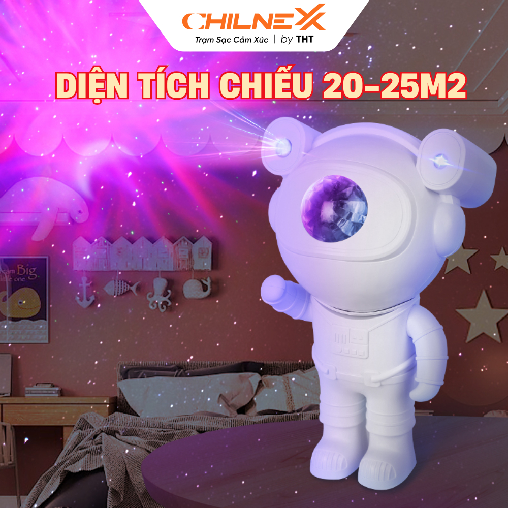 Đèn Phi Hành Gia V3 CHILNEXX Đèn trang trí có loa bluetooth đèn galaxy thiên hà chiếu trăng mây chiếu trần làm quà tặng