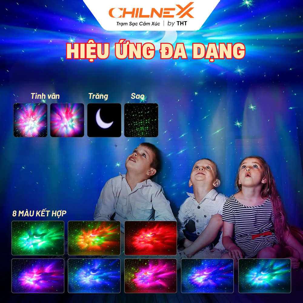 Đèn Phi Hành Gia V3 CHILNEXX Đèn trang trí có loa bluetooth đèn galaxy thiên hà chiếu trăng mây chiếu trần làm quà tặng
