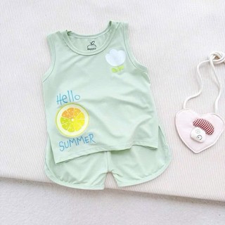 Bộ Ba Lỗ Cotton Mềm Mát Cho Bé Trai Bé Gái Họa Tiết Dễ Thương Pastel Mặc Hè Size 6-16kg