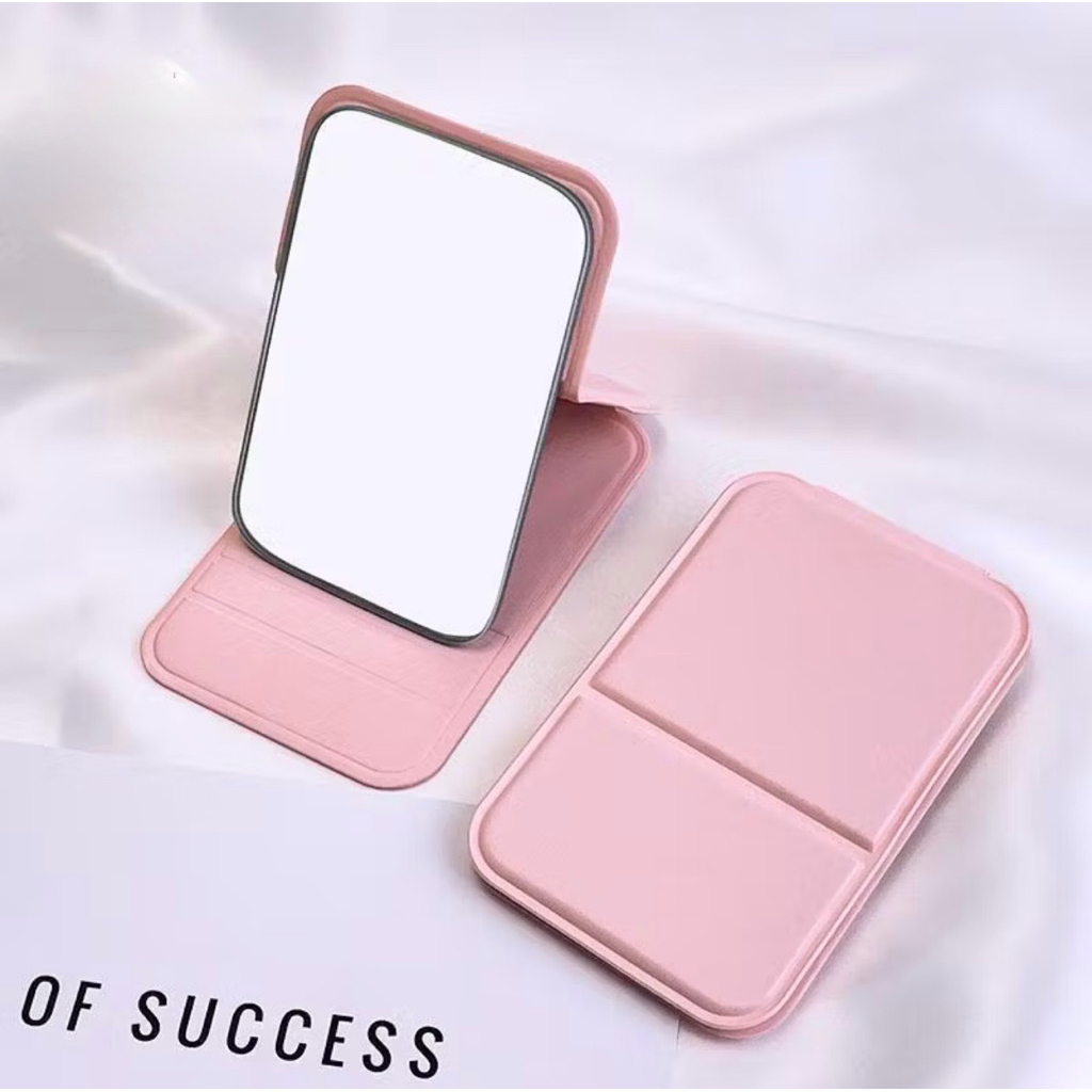 Gương trang điểm gấp mini bằng da PU chống thấm nước, độ nét cao, dễ mang theo