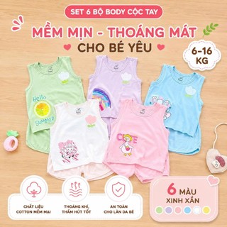 Bộ Ba Lỗ Cotton Mềm Mát Cho Bé Trai Bé Gái Họa Tiết Dễ Thương Pastel Mặc Hè Size 6-16kg