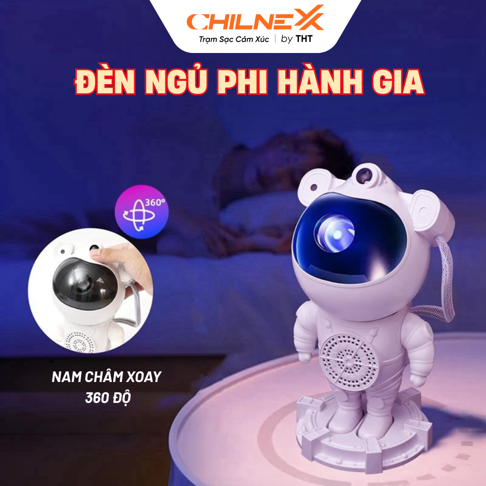 Đèn Led Phi Hành Gia V4 CHILNEXX Đèn trang trí có loa bluetooth nháy theo nhạc đèn galaxy chiếu trần làm đèn decor