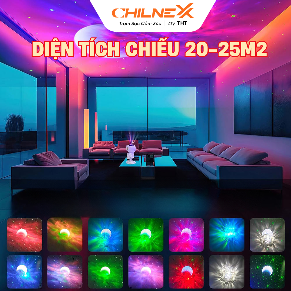 Đèn Led Phi Hành Gia V4 CHILNEXX Đèn trang trí có loa bluetooth nháy theo nhạc đèn galaxy chiếu trần làm đèn decor