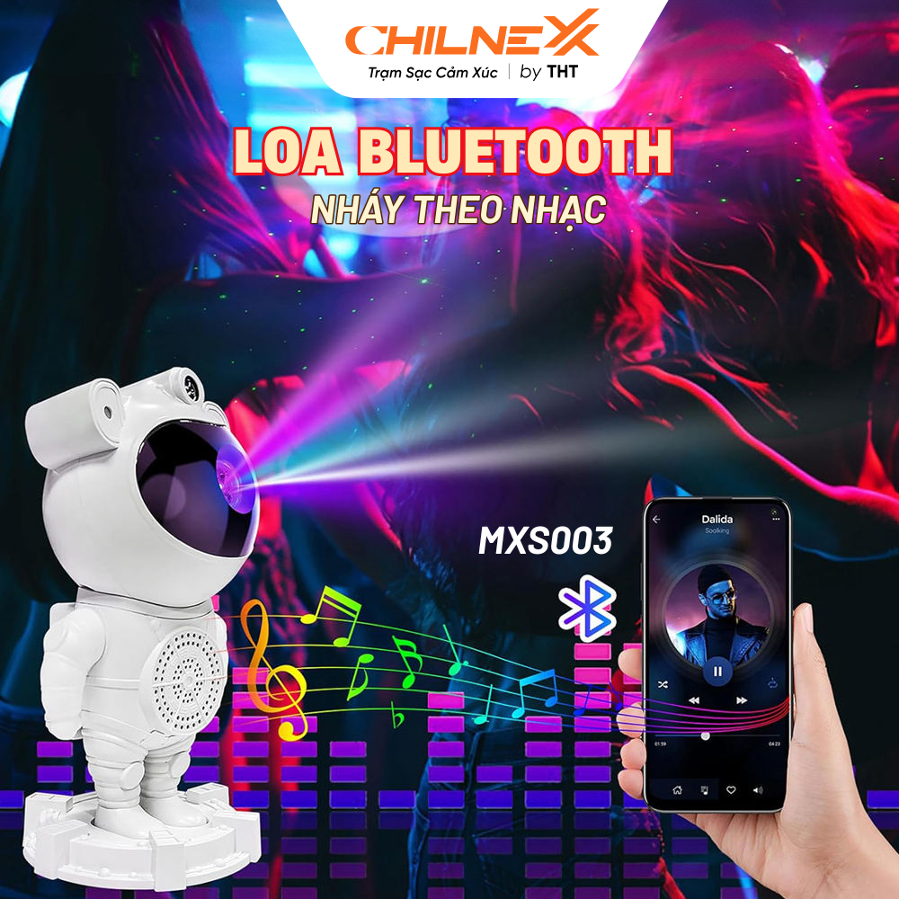 Đèn Led Phi Hành Gia V4 CHILNEXX Đèn trang trí có loa bluetooth nháy theo nhạc đèn galaxy chiếu trần làm đèn decor