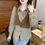 Áo Sơ Mi Kẻ Dài Tay Phối Gile Croptop, Áo Nữ Phối Layer Phong Cách Hàn Quốc Thanh Lịch Công Sở Đi Chơi