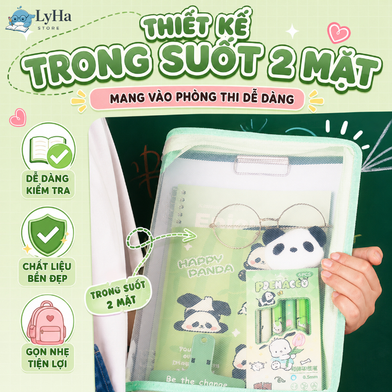 Túi Đựng Tài Liệu A4 Có Quai Xách Trong Suốt Màu Pastel - Đựng Đồ Dùng Học Tập , Gọn Nhẹ Phù Hợp Đi Học Thêm Cho HSSV