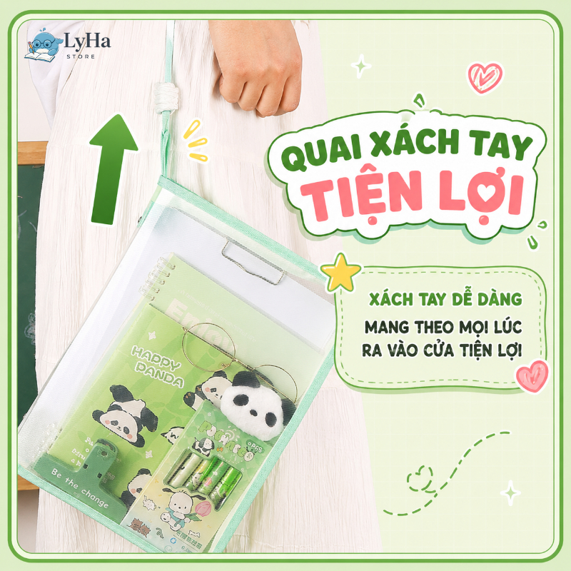 Túi Đựng Tài Liệu A4 Có Quai Xách Trong Suốt Màu Pastel - Đựng Đồ Dùng Học Tập , Gọn Nhẹ Phù Hợp Đi Học Thêm Cho HSSV