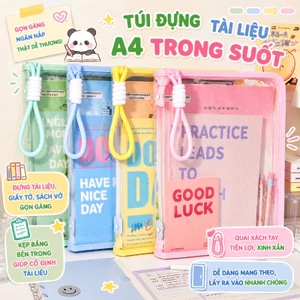 Túi Đựng Tài Liệu A4 Có Quai Xách Trong Suốt Màu Pastel - Đựng Đồ Dùng Học Tập , Gọn Nhẹ Phù Hợp Đi Học Thêm Cho HSSV
