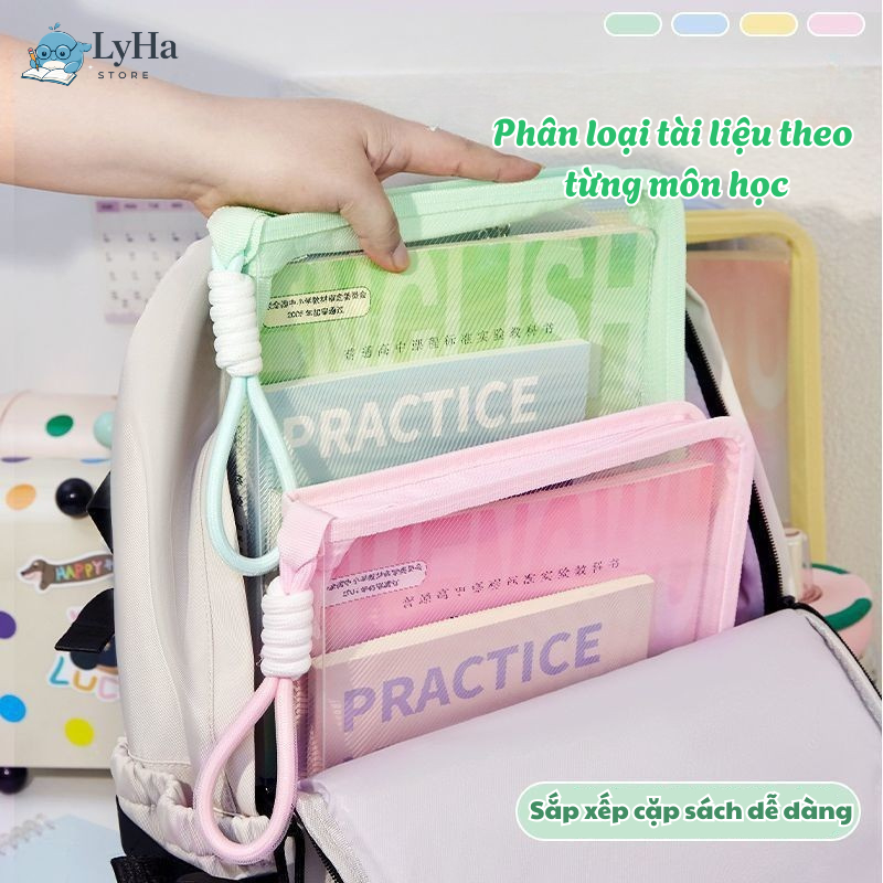 Túi Đựng Tài Liệu A4 Có Quai Xách Trong Suốt Màu Pastel - Đựng Đồ Dùng Học Tập , Gọn Nhẹ Phù Hợp Đi Học Thêm Cho HSSV
