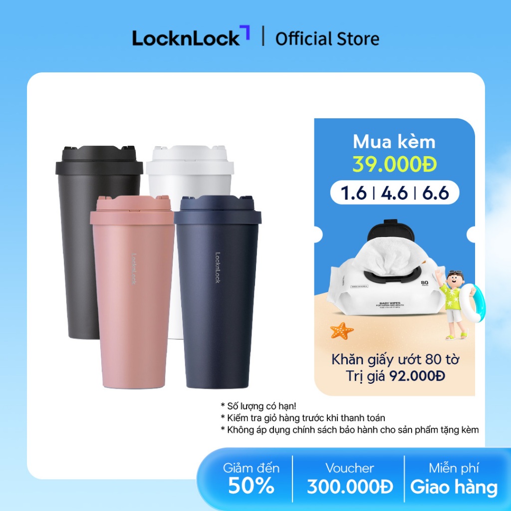 Bình giữ nhiệt Lock&Lock Energetic one-touch thép không gỉ 316L 550ml và 400ml - LHC3249 (4 màu)