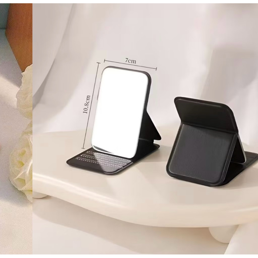 Gương trang điểm gấp mini bằng da PU chống thấm nước, độ nét cao, dễ mang theo