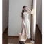 Váy maxi hoa nhí nơ ngực chun sau xẻ tả dáng dài tiểu thư phong cách Hàn Quốc siêu xinh
