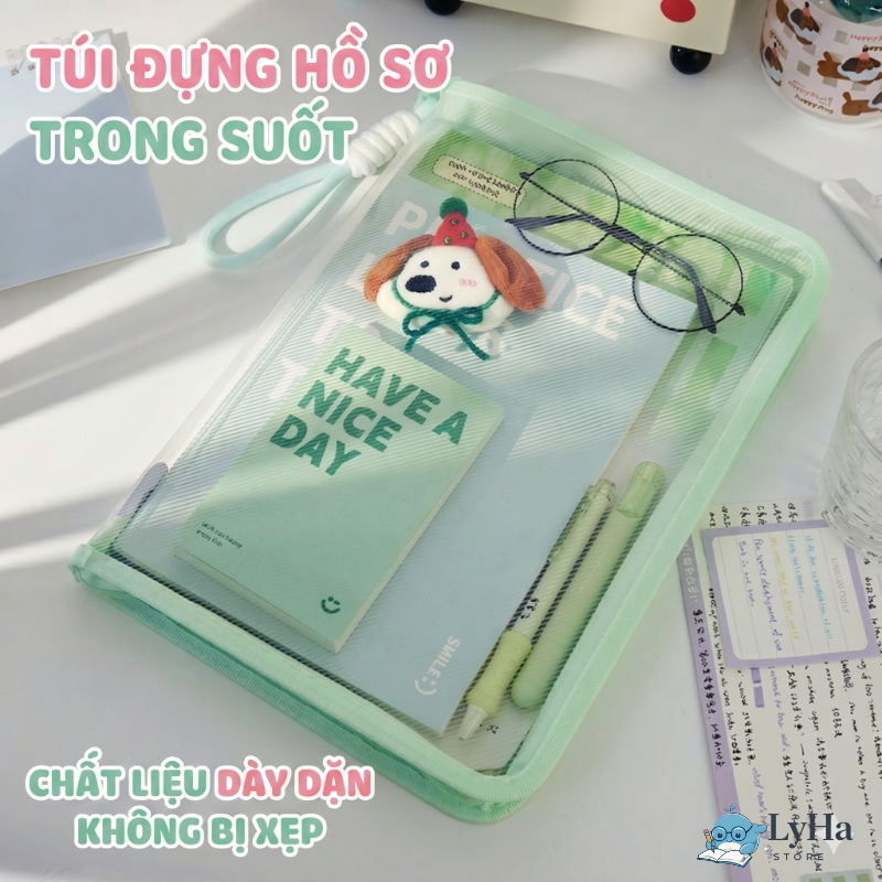 Túi Đựng Tài Liệu A4 Có Quai Xách Trong Suốt Màu Pastel - Đựng Đồ Dùng Học Tập , Gọn Nhẹ Phù Hợp Đi Học Thêm Cho HSSV
