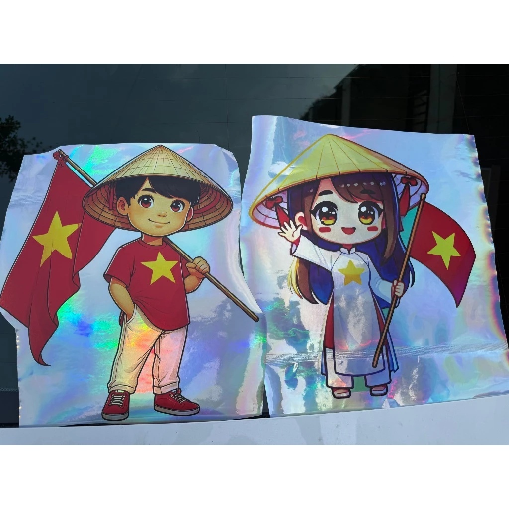 Tem  Phản Quang 7 Màu Thanh Niên Yêu Nước - Decal Dán Cánh Cửa, Dán Kính Xe ô Tô, Xe Máy