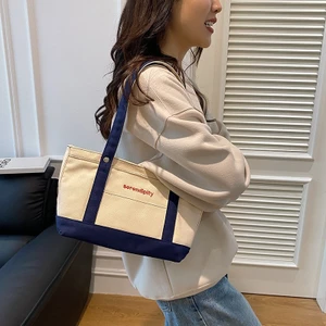 Túi vải Canvas phối màu phong cách Hàn Quốc dành cho nữ, kiểu dáng mới_Dailybagshouse