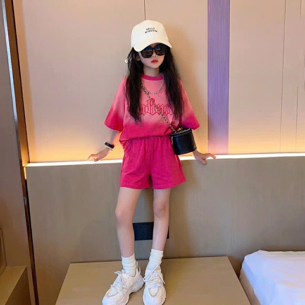 Sét quần áo size đại đi chơi cho bé gái,in loang trắng,chất vải cotton thấm hút mồ hôi thoải mái cho bé.M86